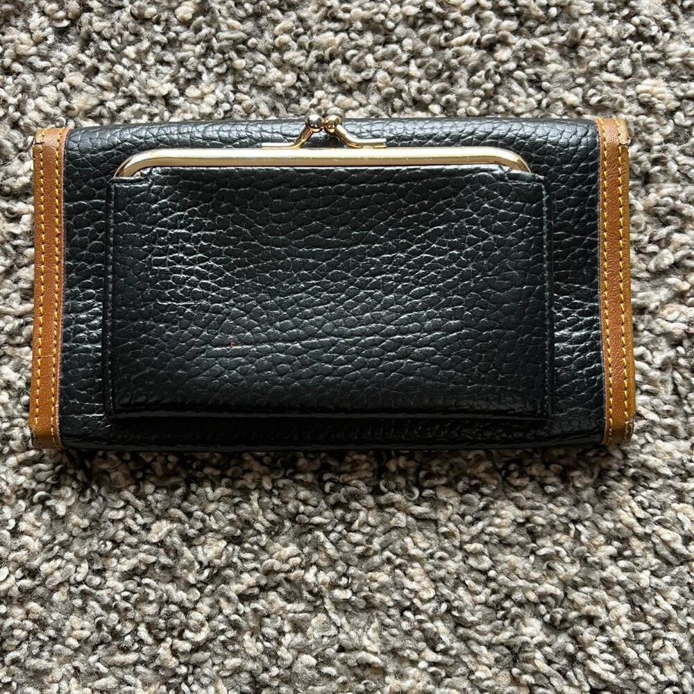 Vntage Dooney Bourke Black Pebbled Genuine Leather Trifold Wallet Classic Unisex - Picture 5 of 8